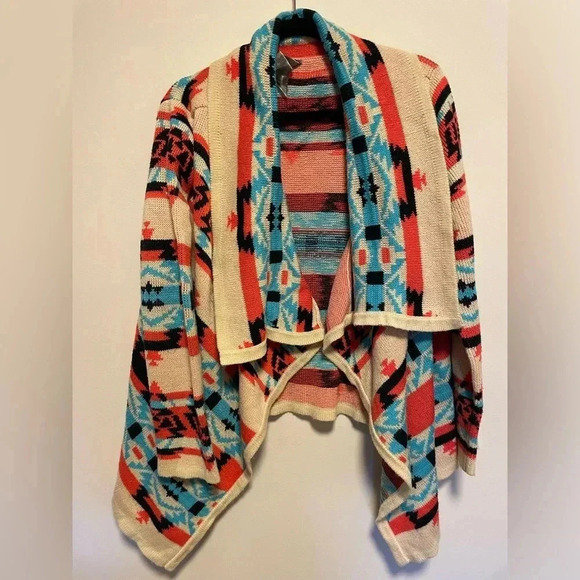B.  sharp Aztec print open sweater size S - Picture 2 of 3